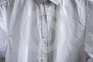 Wrinkled white classic long sleeve mens shirt