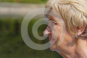 Wrinkled woman profile