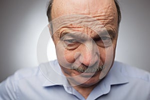 Wrinkles on the forehead of negative events photo