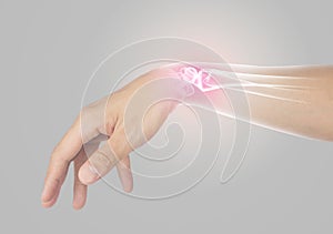 Wrist bones injury gray background