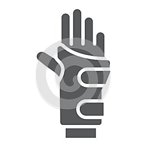 Wrist brace glyph icon, orthopedic and medical, arm bandage sign, vector graphics, a solid pattern on a white background