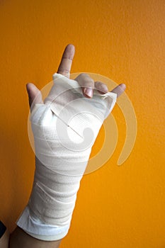 Wrist injury with splint