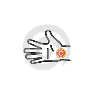 Wrist pain line icon