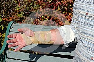 Wrist splint strapping for Repetitive strain injury.