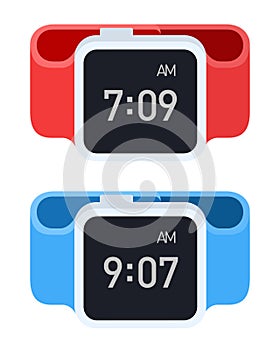 Wrist watch with LED display vector icon flat isolated