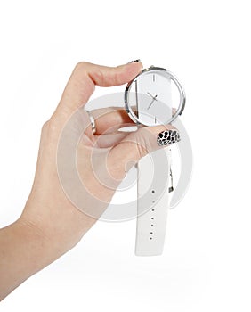 Wrist watch in woman hand