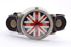 Wristwatch with the flag of England on a white background