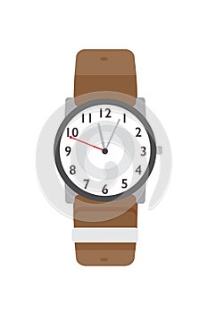 Wristwatch flat vector illustration. Modern accessory, stylish item. Classical wristlet watch color design element. Time