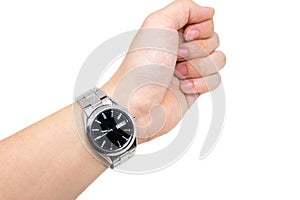 Wristwatch on left wrist