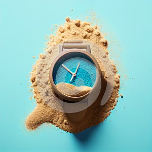 Wristwatch with sand, the concept of passing time