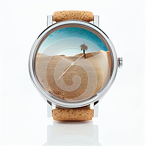 Wristwatch with sand, the concept of passing time