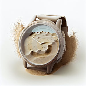 Wristwatch with sand, the concept of passing time