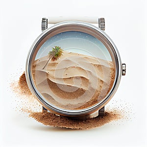 Wristwatch with sand, the concept of passing time