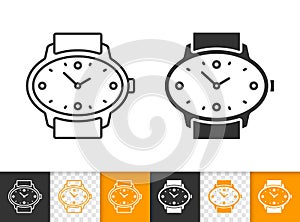 Wristwatch simple black line vector icon