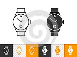 Wristwatch simple black line vector timer icon