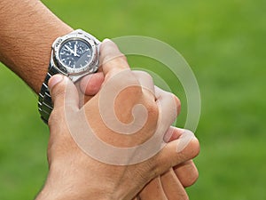 Wristwatch on wrist