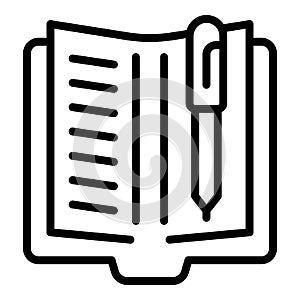 Write book review icon outline vector. Online report