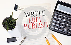 Write edit publish word concept on cubes