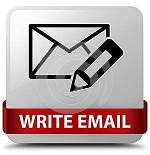Write email white square button red ribbon in middle