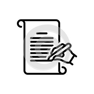 Black line icon for Write Letter, write and mail