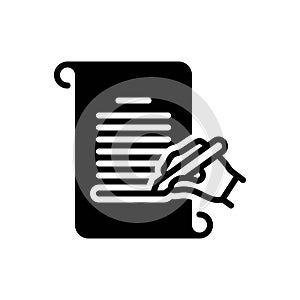Black solid icon for Write Letter, write and notepad