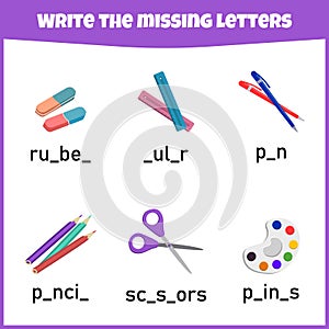 Write the missing letter. Fill in the missing letter.