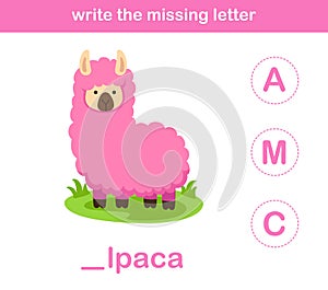 Write the missing letter,illustration photo