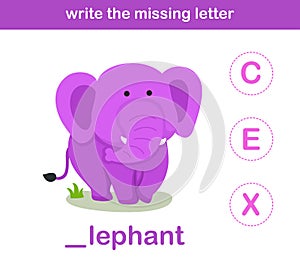 Write the missing letter,illustration photo