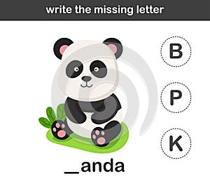 Write the missing letter,illustration photo