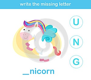 Write the missing letter,illustration