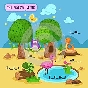 Write the missing letter,illustration photo