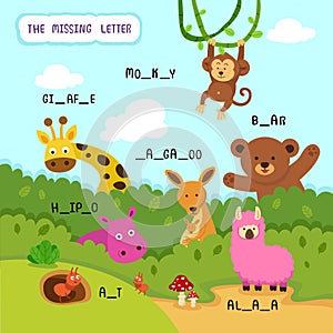 Write the missing letter,illustration photo