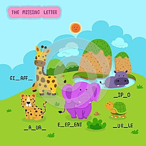 Write the missing letter,illustration photo