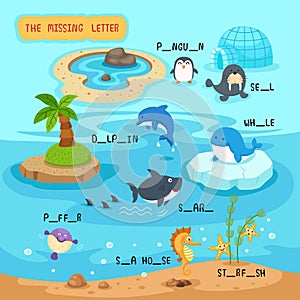 Write the missing letter,illustration photo