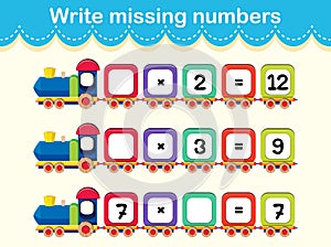 Write the missing numbers train concept