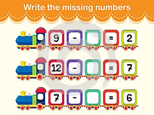 Write the missing numbers train concept