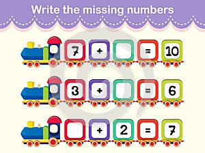 Write the missing numbers train poster