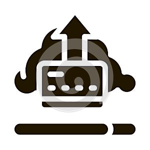 Write-Off Data Through Cloud Storage Icon Vector Glyph Illustration