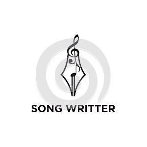 Write a Song, pencil nib with music note symbol logo design