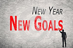 Write words on wall, New Year New Goals