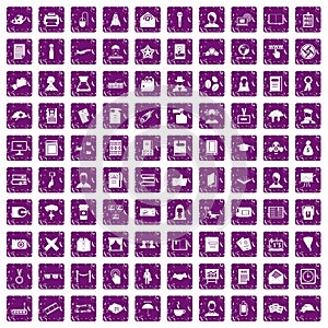 100 writer icons set grunge purple