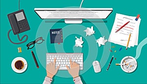 Writer or journalist workplace.