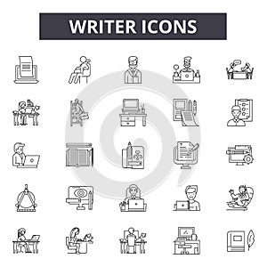 Writer line icons, signs, vector set, outline illustration concept