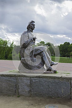 Of writer Maxim Gorky monument in Nizhny Novgorod, Russia