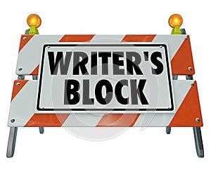 Writer's Block Words Road Construction Barrier Barricade