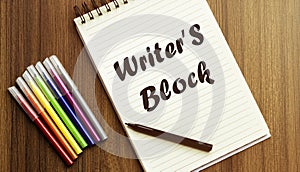 Writer S Block. your future target searching, a marker, pen, three colored pencils and a notebook for writing