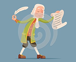 Writer scribe playwright chronicler noble medieval aristocrat mascot icon cartoon design vector illustration photo