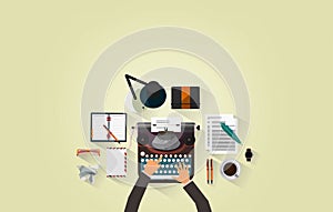 Writer Typing - Typewriter - Work Desk - Author