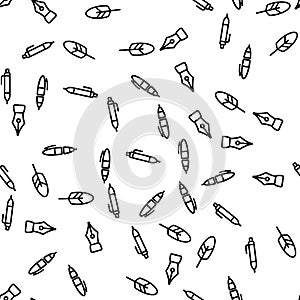 Writer Use Ink Pen Write Poem Seamless Pattern