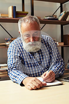 Writer working at his working place